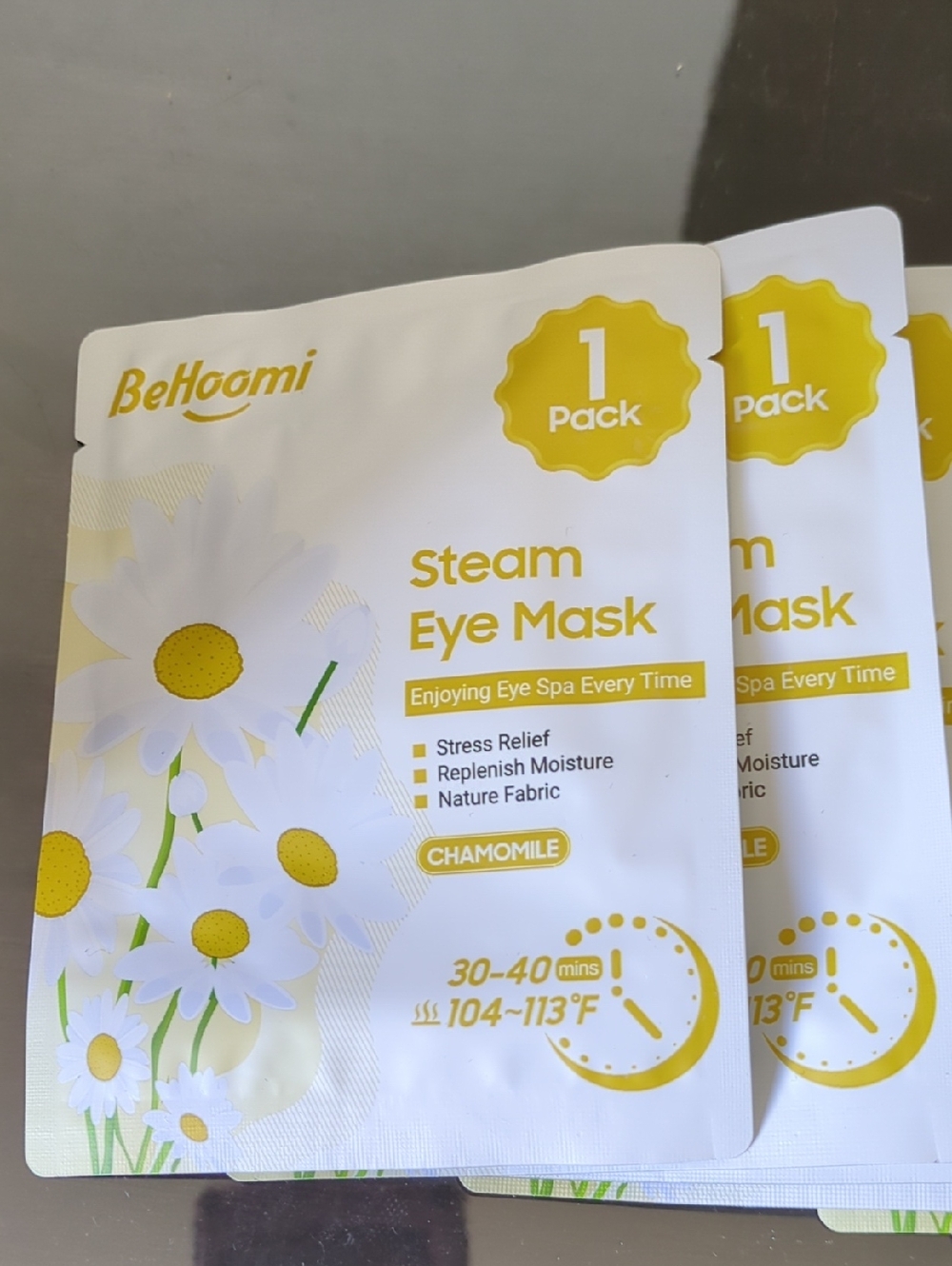 13x Chamomile Steam Eye Mask - White & Yellow (1 Pack)